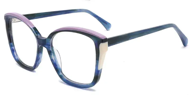 Women's Butterfly Laminated Acetate Eyeglasses Frame - Blue