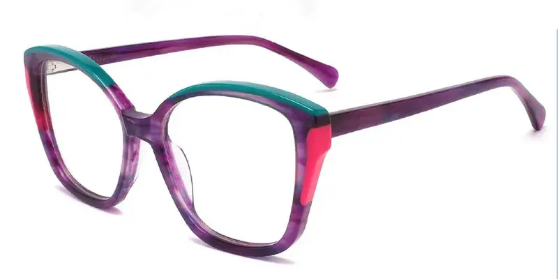 Women's Butterfly Laminated Acetate Eyeglasses Frame - Purple