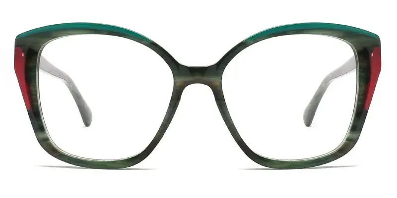 Women's Butterfly Laminated Acetate Eyeglasses Frame - Dark Green