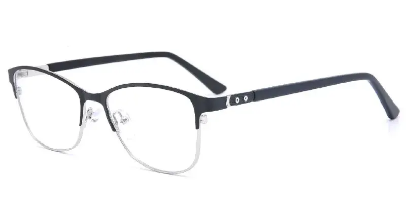 Troy Women's Fashion Stainless Steel Spectacle Frame Factory Direct Supply, 54mm - Black