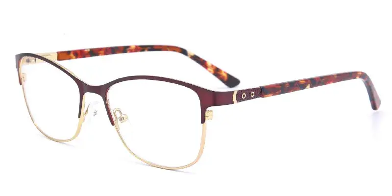 Troy Women's Fashion Stainless Steel Spectacle Frame Factory Direct Supply, 54mm - Red