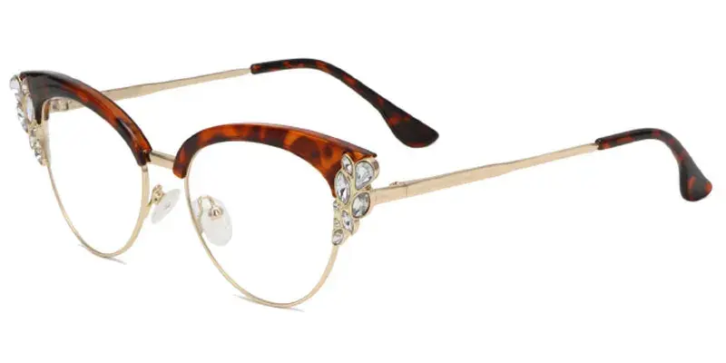 Victoria Women's Trendy Metal Optical Frame - Red Tortoise
