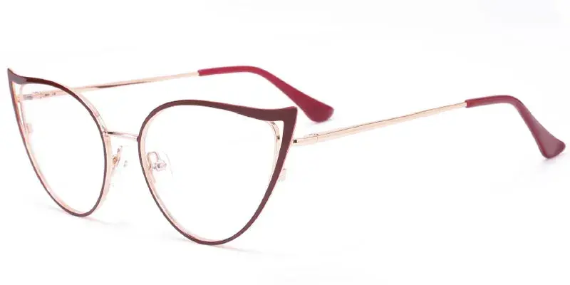 Waterloo - Factory Wholesale Women's 54mm Metal Optical Frame - Red/Gold