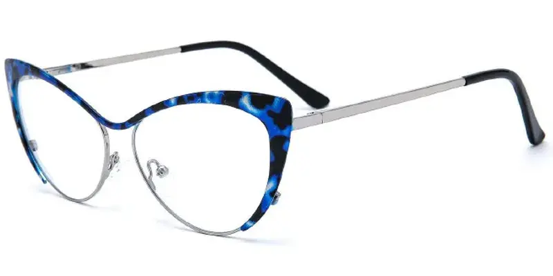 Ysleta Extended Spray Coating Rainbow Women's Metal Eyeglasses Frame - Blue