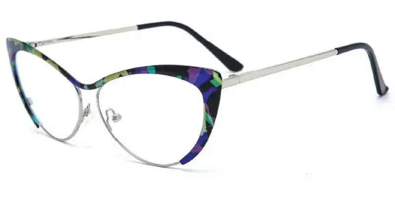 Ysleta Extended Spray Coating Rainbow Women's Metal Eyeglasses Frame - Purple