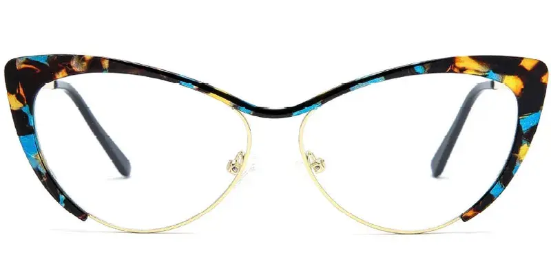 Ysleta Extended Spray Coating Rainbow Women's Metal Eyeglasses Frame - Yellow Tortoise