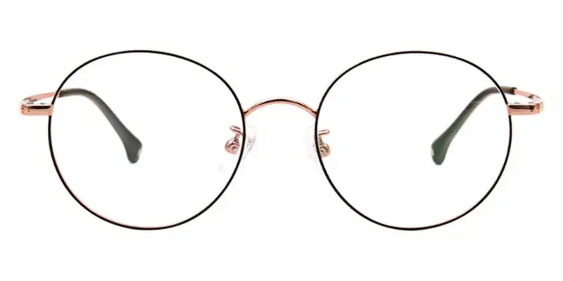Fawn Titanium Alloy Round Teenager Eyeglasses, Silicone round-end temple tips,Reduce pressure - Golden Black