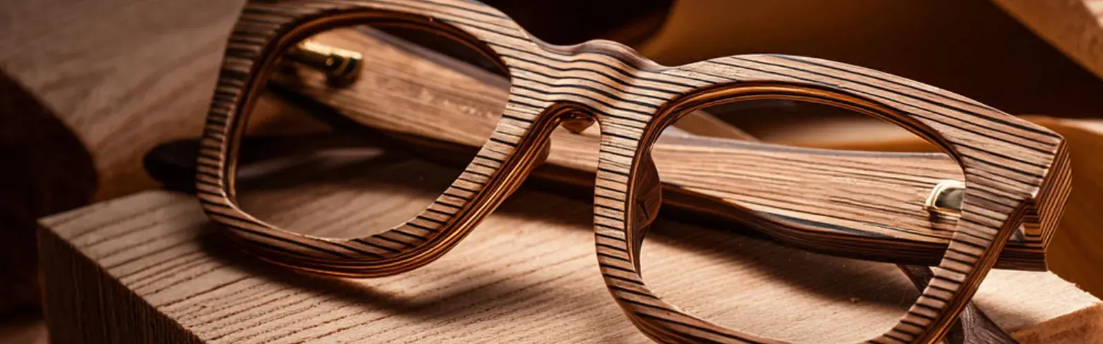 Acetate eyeglasses frame with wooden texture